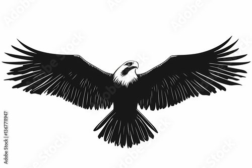 Eagle silhouette on white background, vector design
