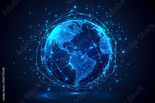 Globe with network lines design