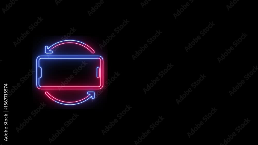 Please Rotate Your Phone neon animation video 4k video. For better experience, Turn and Rotate Your Device Smartphone, mobile content, neon line, clip, short video, amobile icon in a black background.