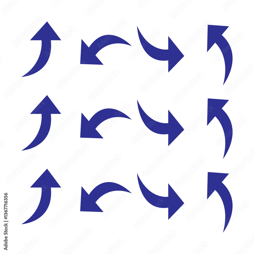 set of curve arrows icon set of curve arrows icon