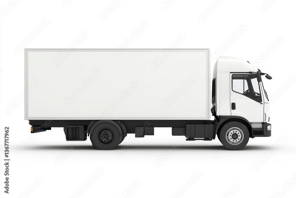 White Delivery Truck Isolated on White Background for Logistics and Transportation White Delivery Truck Isolated on White Background for Logistics and Transportation
