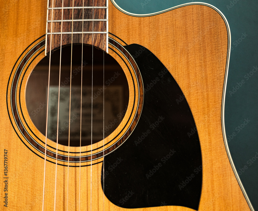 Obraz premium acoustic guitar close up
