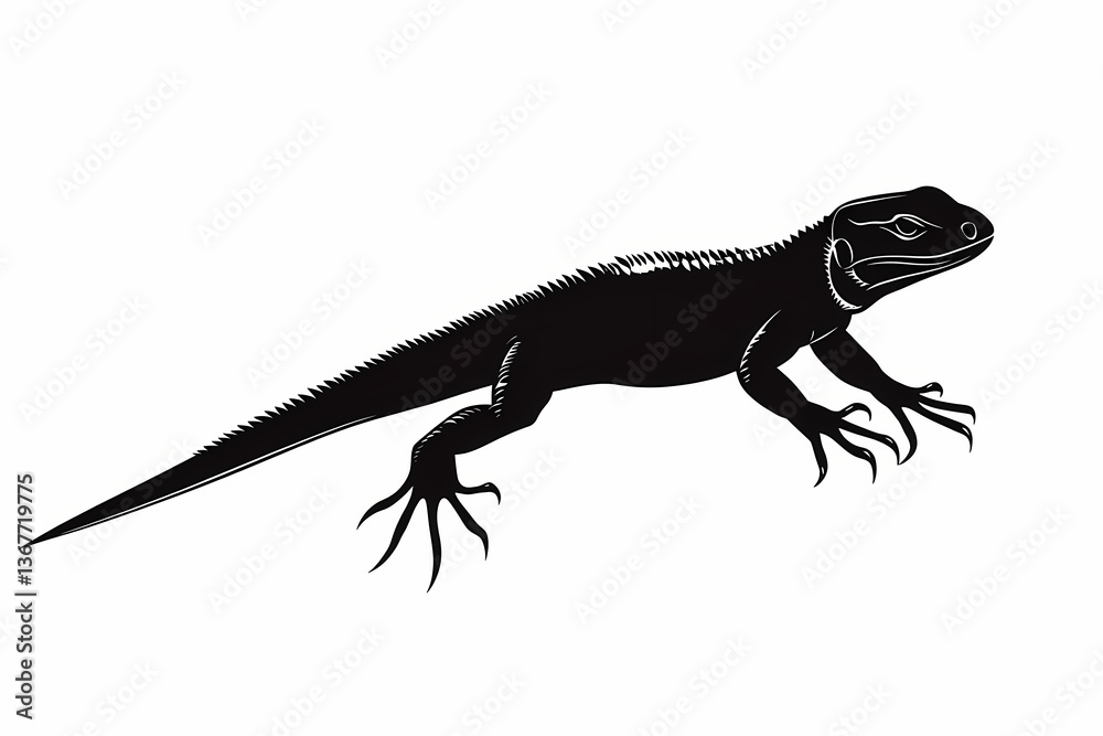Fototapeta premium Lizard silhouette on white background, vector design