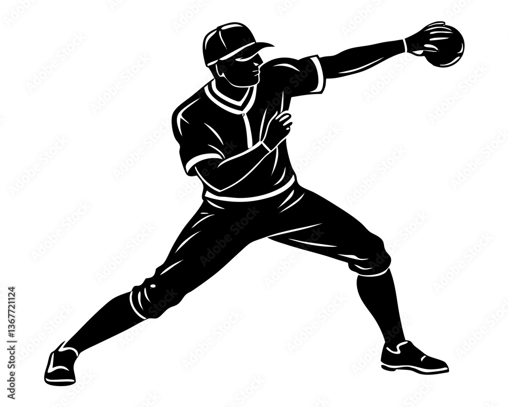 Naklejka premium Baseball Player silhouette vector illustration