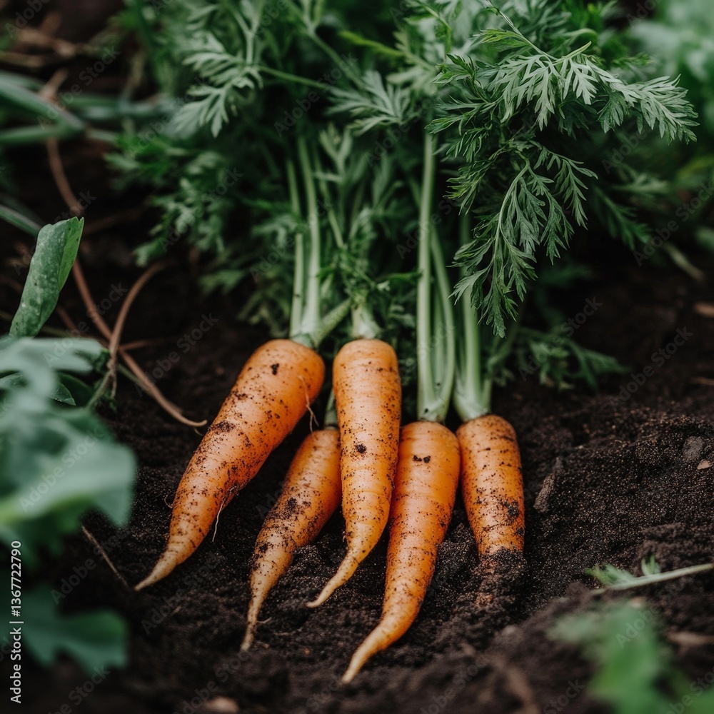 Freshly Harvested Carrots from Organic Garden, A Beautiful Display of Homegrown Vegetables Freshly Harvested Carrots from Organic Garden, A Beautiful Display of Homegrown Vegetables