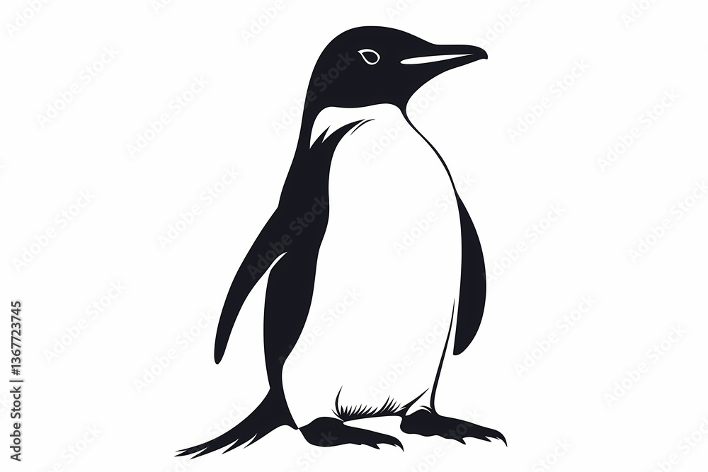 Fototapeta premium Penguin silhouette on white background vector design