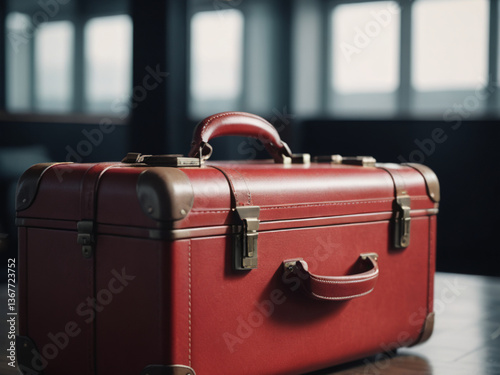 Brand New Red Suitcase on White Background – Isolated Luggage