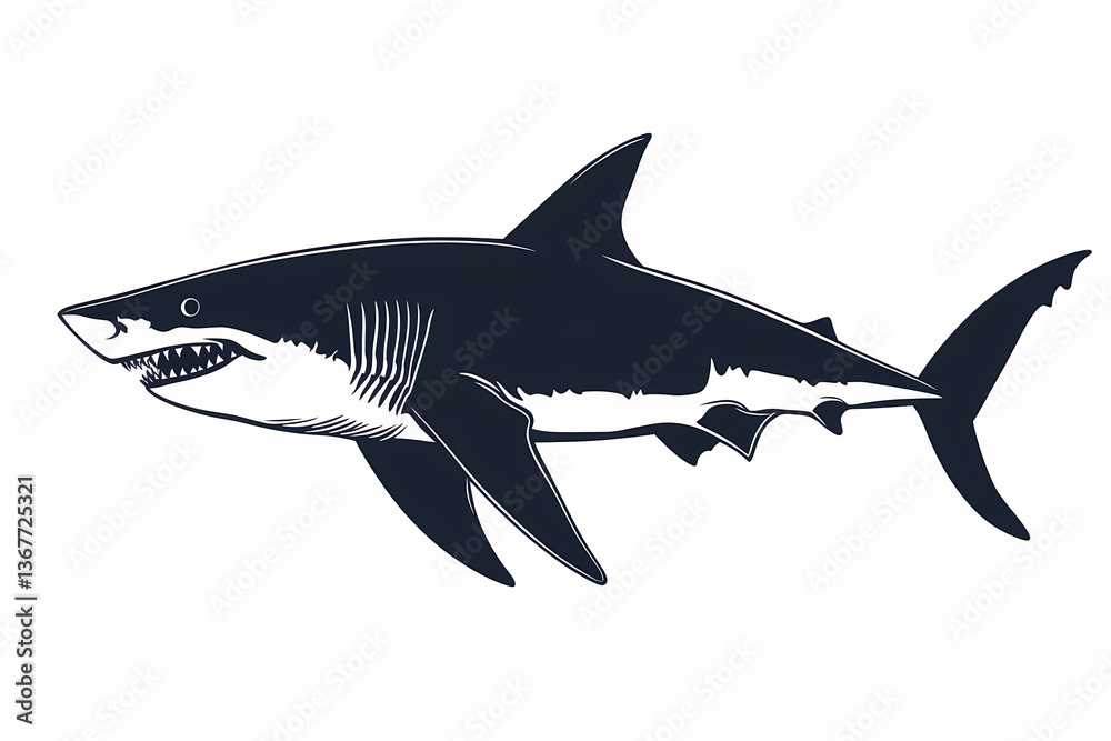 Obraz premium Shark silhouette on white background vector design