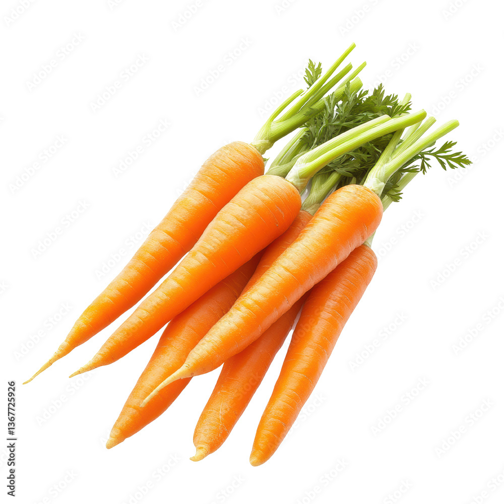 Fresh and Vibrant Carrots: Nature's Delight on white background Fresh and Vibrant Carrots: Nature's Delight on white background