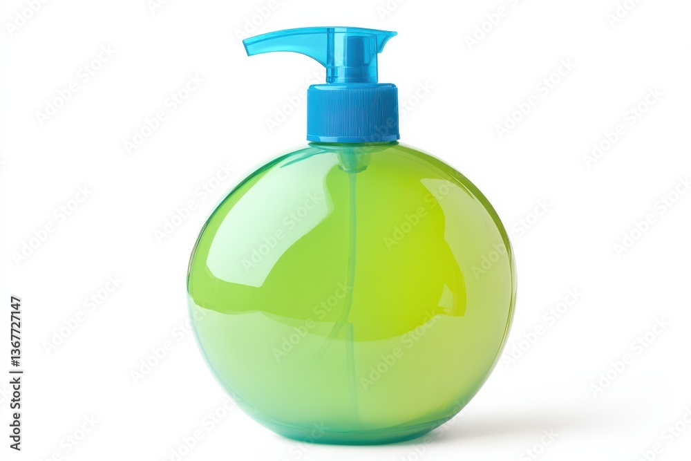 Obraz premium A vibrant green and blue dispenser bottle showcasing modern design and innovative functionality isolated on transparent background
