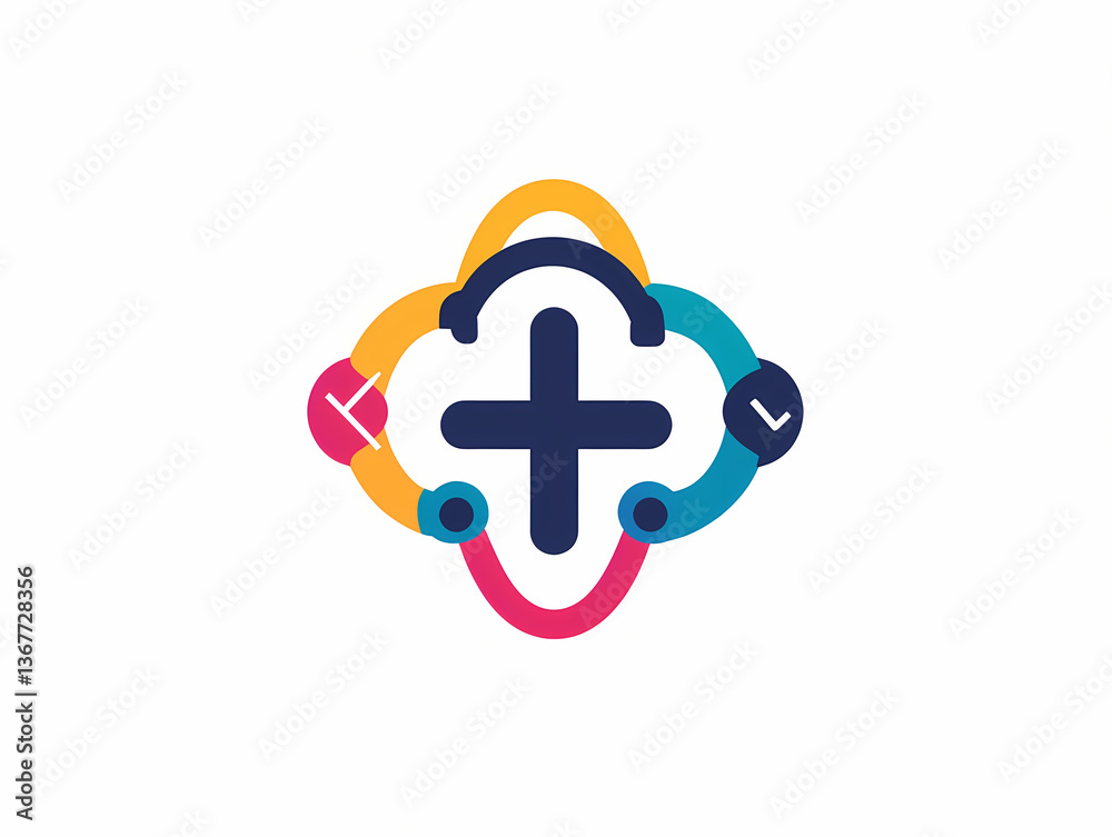 Obraz premium Telemedicine vector logo design for accessibility