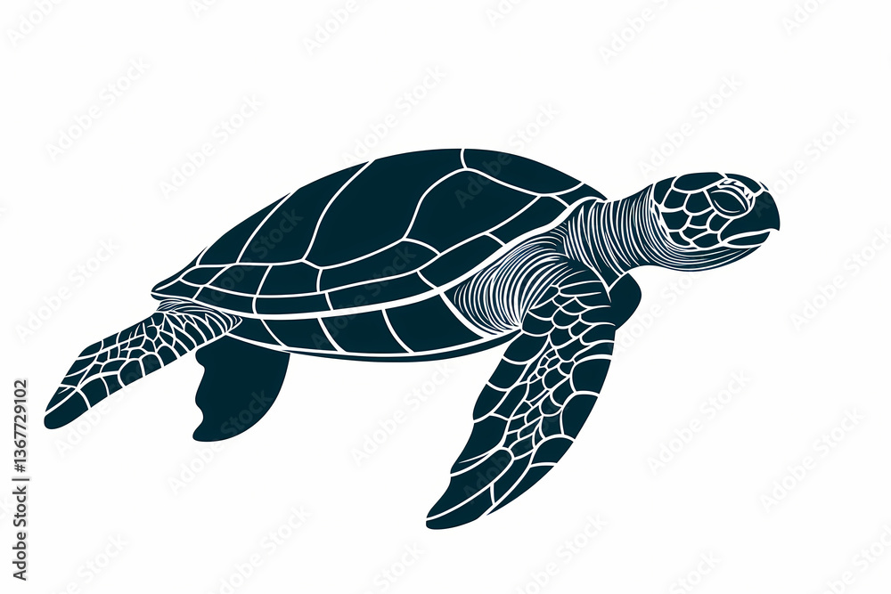 Obraz premium Turtle silhouette on white background, vector design