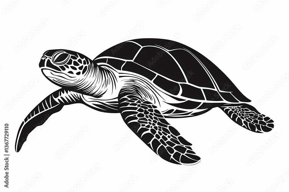Fototapeta premium Turtle silhouette on white background, vector design
