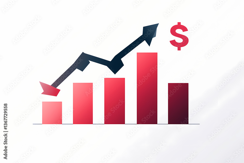 Upward graph with dollar, success, vector logo design Upward graph with dollar, success, vector logo design
