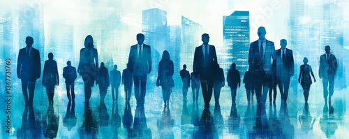 illustration of group of business people standing