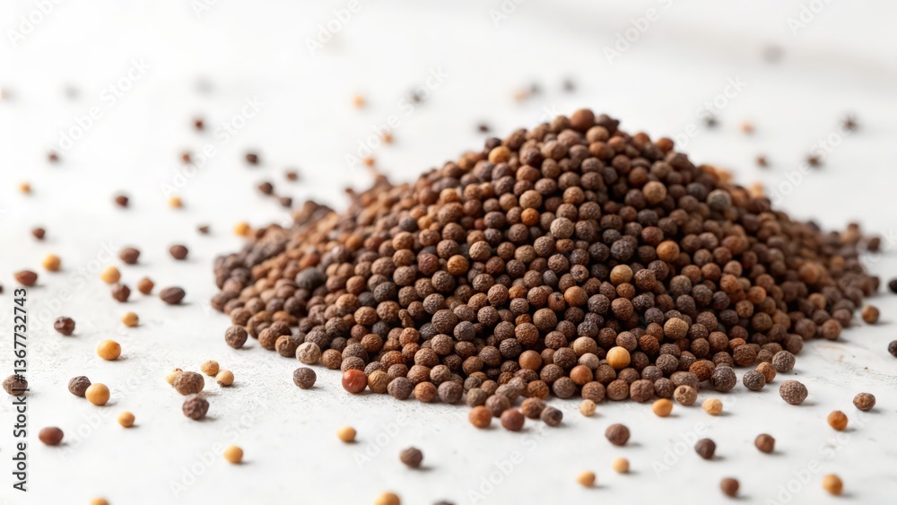 Pile of Mixed Peppercorns on White Surface for Culinary and Spice Photography
Pile of Mixed Peppercorns on White Surface for Culinary and Spice Photography
