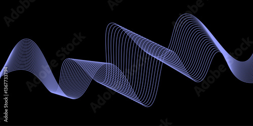 Abstract black background luxury colorful Wave line wallpaper. Dynamic flowing wave lines design element. Futuristic technology and sound wave pattern.
