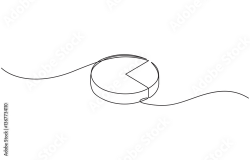 Continuous line drawing of pie chart. Business concept, Continuous line drawing of pie chart, concept business or finance, object one line, single line art, vector illustration