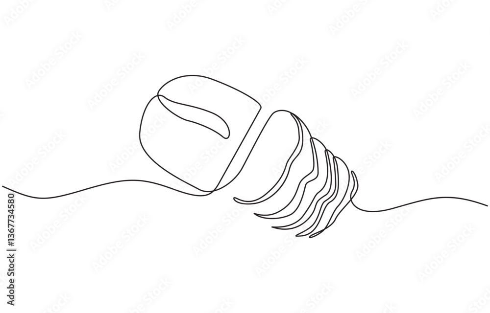 Obraz premium Continuous line drawing of a slice of bread. Minimalist design for bakery, Fresh breads one line continuous drawing. baguette continuous one line illustration.