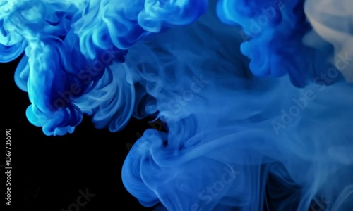 blue smoke coming in from the side with a black background