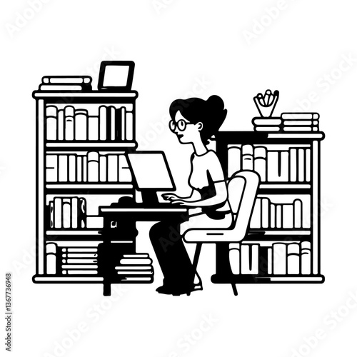 Silhouette of Librarian, Digital Catalog