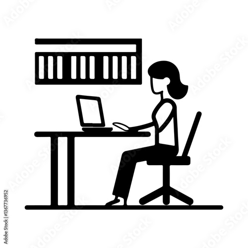 Librarian Working on Computer clipart