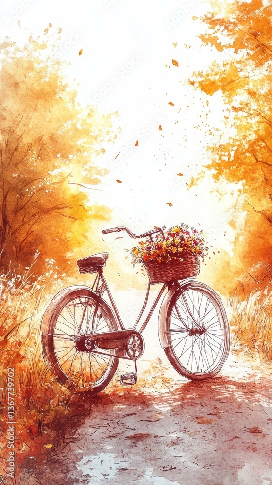 Fototapeta premium Golden Fields and Silent Roads, Bicycles with baskets