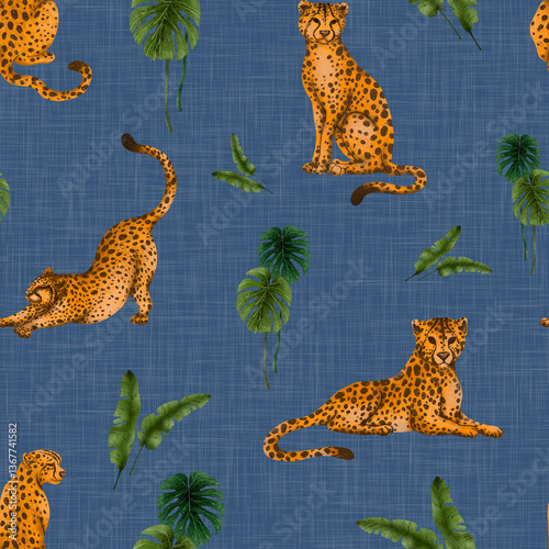 Canvas Print Leopard Tropics Pattern collection