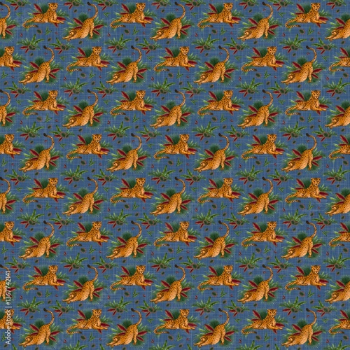 Canvas Print Leopard Tropics Pattern collection