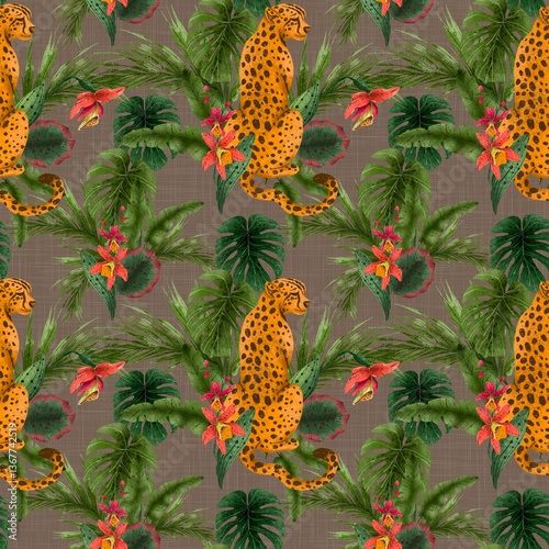 Canvas Print Leopard Tropics Pattern collection