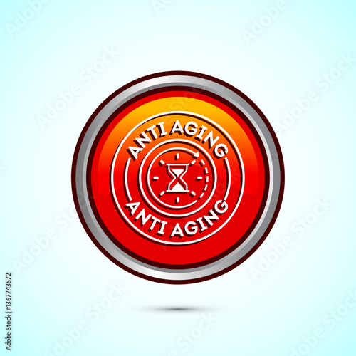 Anti aging icon design illustration. Icon for logo, mobile app, website, sign, symbol. Orange color round button design