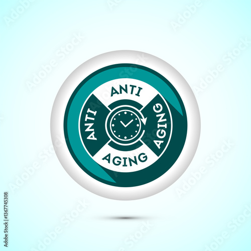Anti aging icon design illustration. Icon for logo, mobile app, website, sign, symbol. Teal color shadow button design