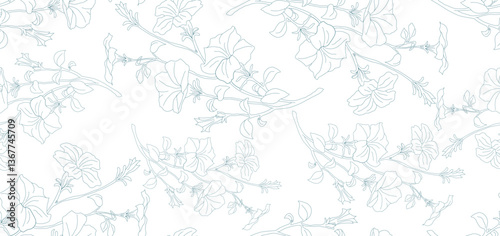 Wallpaper Mural Hand drawn Sweet flower Vine seamless pattern. soft pastel colors seamless pattern Vector Illustration, Design for fashion, fabric, textile, wallpaper, wrapping and all print Torontodigital.ca