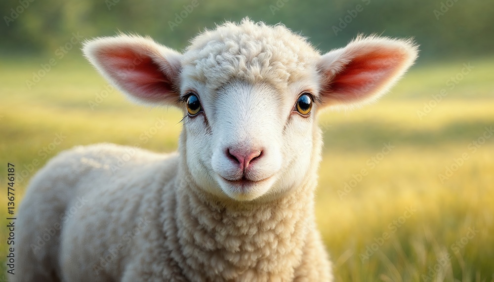 Adorable Lamb in Spring Meadow Adorable Lamb in Spring Meadow