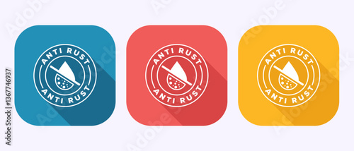 Anti rust icon design illustration. Anti oxidation sign, Rust resistant  symbol in shadow button design