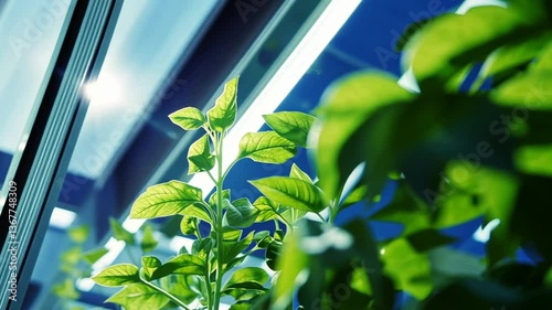 Vibrant Green Plants Flourishing Under Bright Light