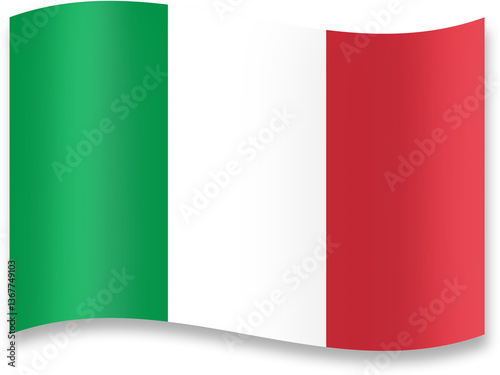 Bandiera Italiana Sventolante con Ombre e Luci - Design Moderno. Alta risoluzione.

