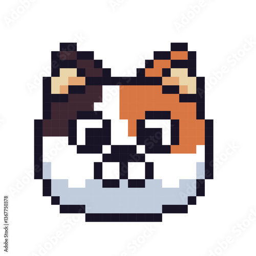三毛猫のピクセルアート