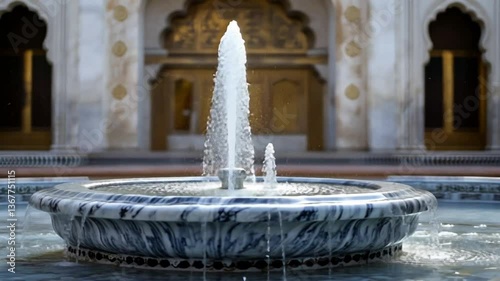 Water fountain in a courtyard with intricate details