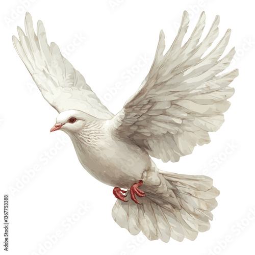 A watercolor painting of a dove, isolated on a white background. Dove vector.


