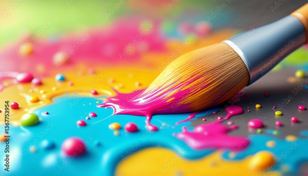 Fototapeta premium Vibrant Paintbrush Strokes on Colorful Abstract Canvas