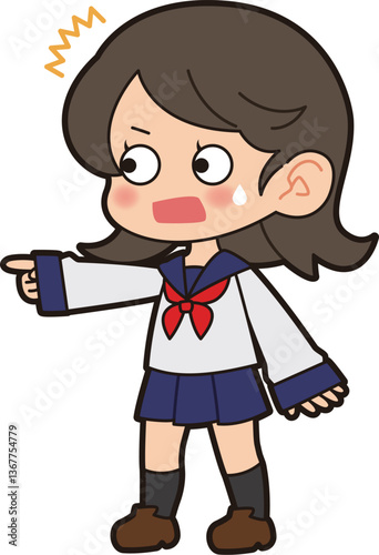 驚くセーラー服の女の子