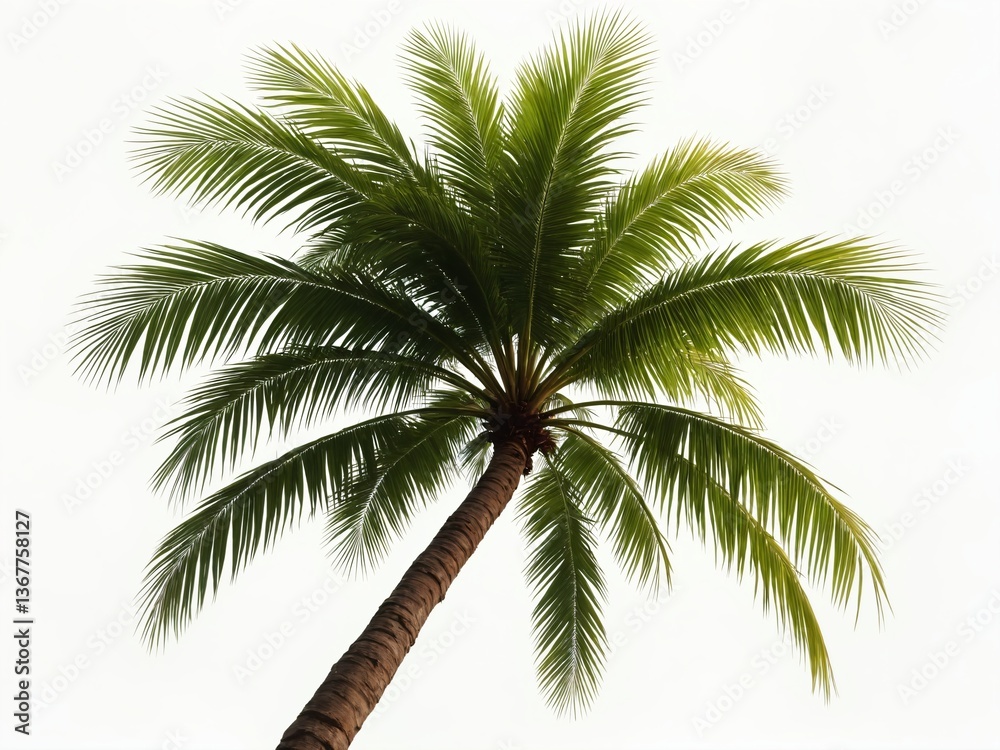 Fototapeta premium Tropical Palm Tree Against White Background
