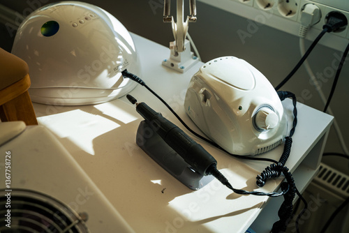 Professional nail salon equipment setup