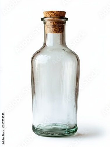 Wallpaper Mural Clear Glass Bottle with Cork Stopper on White Background Torontodigital.ca