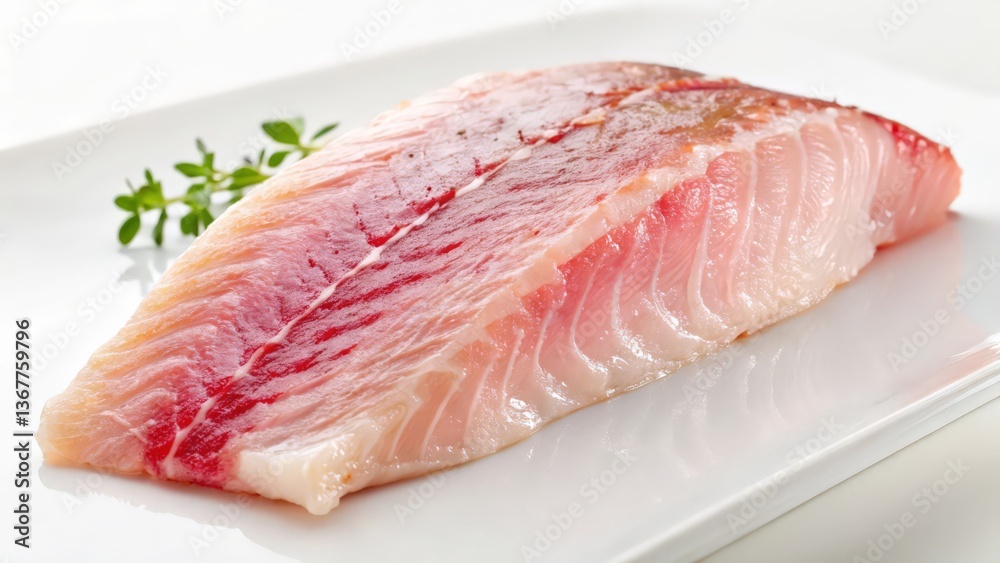 Fresh Raw Fish Fillet with Herbs and Seasonings on a White Plate
Fresh Raw Fish Fillet with Herbs and Seasonings on a White Plate