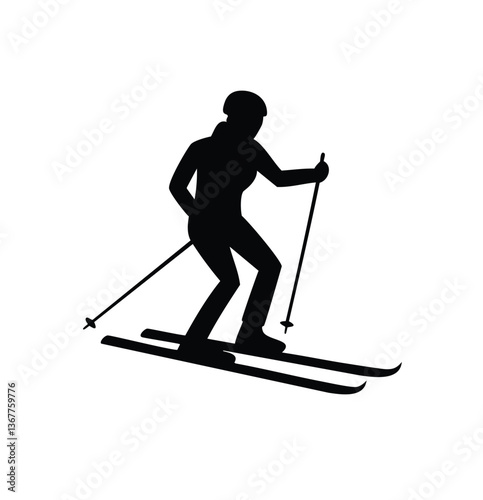 silhouette of skier
