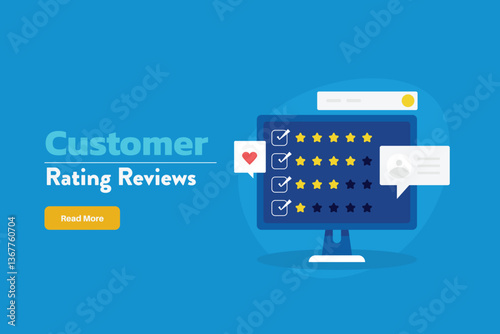 Customer Rating concept, Online product reviews and rating, Customer satisfaction concept. Business review online.