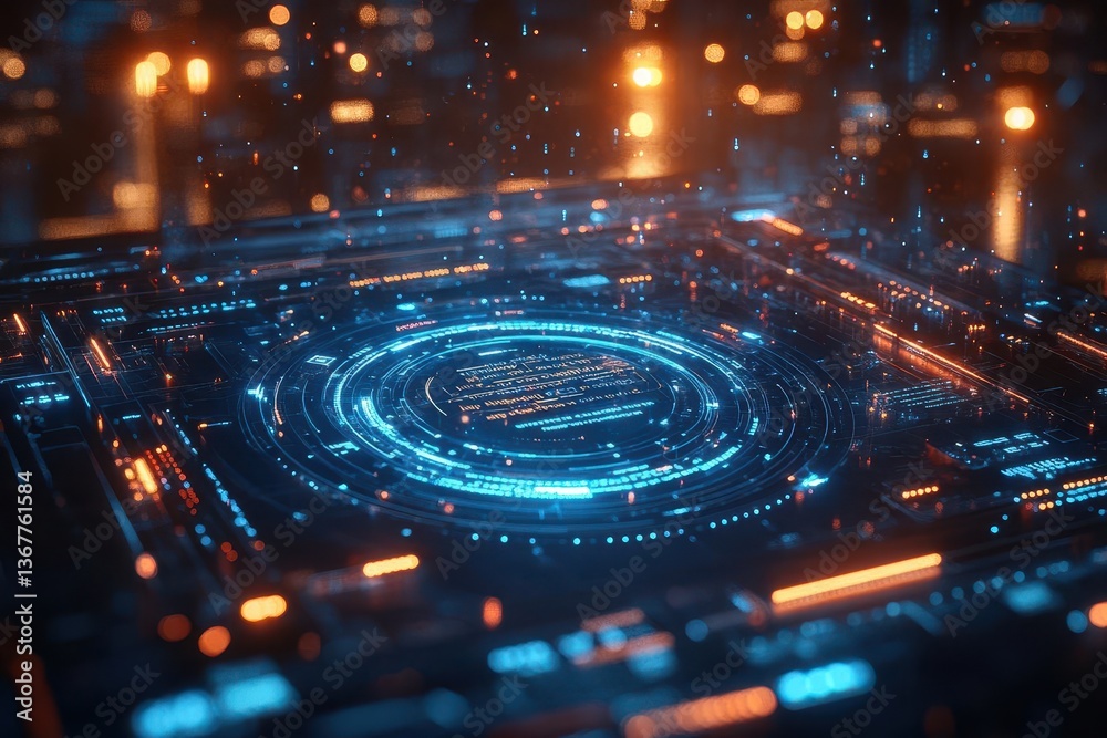 digital interface visualization showing text recognition technology blue holographic overlay floating text elements modern minimalist design with technological aesthetic