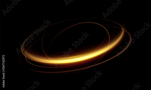 glowing neon light.Curve golden line light effect.	